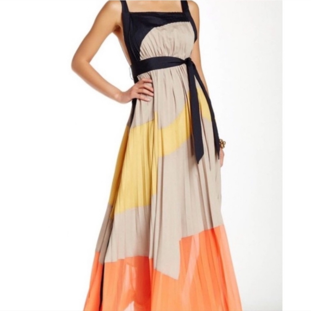 Gracia Anna pleated colorblock maxi dress women's size small